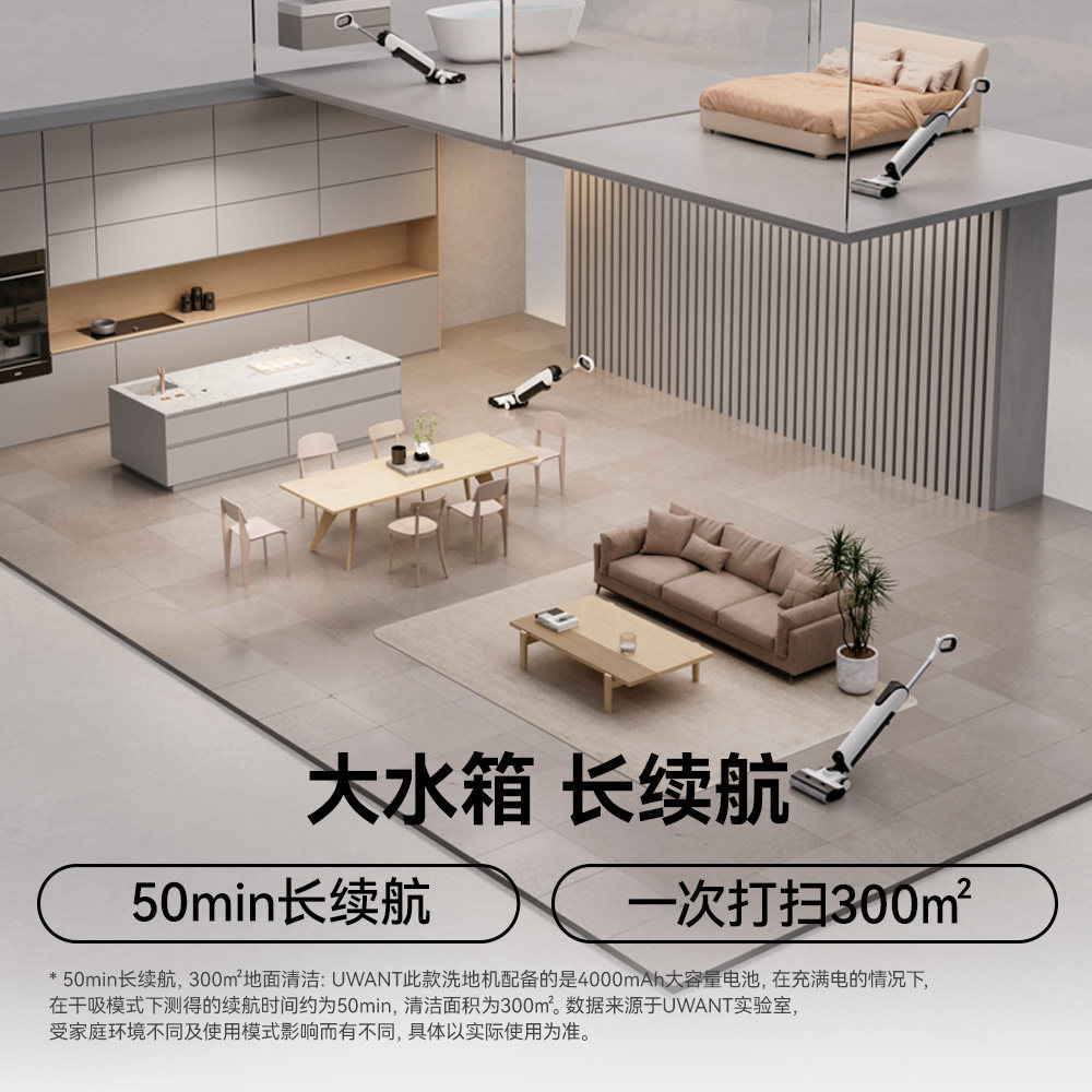 Uwant Romeo Push-Type Floor Scrubber, Vacuum and Mop All-In-One Machine