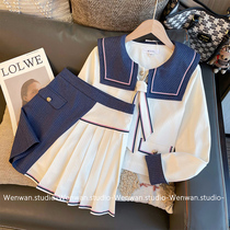 MUEL Original ACADEMY WIND SPLICING SUIT WOMENS AUTUMN DRESS 2024 NEW TEMPERAMENT Celebrities Halfbody Dress two sets