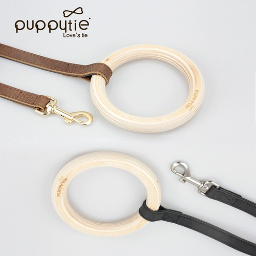Puppytie Собачья ходьба для собак веревка кожа средняя массаж большие собаки и веревки собак деревянные кольца Corki Pets
