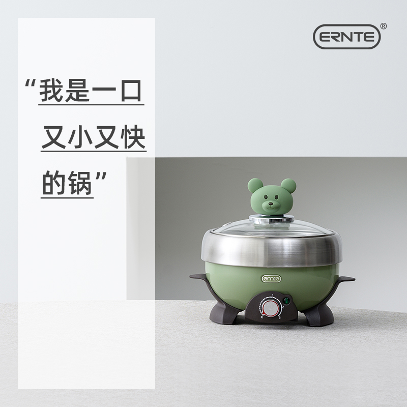 ERNTE electric boiling pot stewardess pot small green pot multifunctional one person food electric hot pot small electric pot home single mini