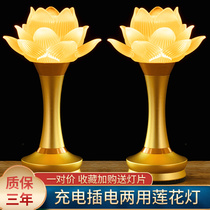 New household rechargeable LED lotus lamp lotus lamp indoor plug-in ever-bright lamp worshiping lamp Bodhisattva God of Wealth in front of Buddha