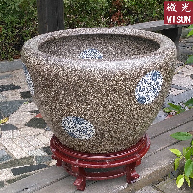 Jingdezhen Ceramic Fish Tank Special size fish basin lotus flower cylinder Lotus Bowl Lotus Sleeping Lotus Flower Pot balcony Courtyard Feng Shui Water Tank