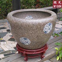 Jingdezhen Ceramic Fish Tank Special size fish basin lotus flower cylinder Lotus Bowl Lotus Sleeping Lotus Flower Pot balcony Courtyard Feng Shui Water Tank