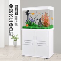 Fish tank aquarium ultra white glass idea large and medium-sized with bottom cabinet home living room gold fish tank table small fish tank