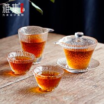 Tea set Bamboo thickened hammer pattern Japanese-style cover bowl Fair cup Tea cup Kung Fu Tea set Simple tea maker