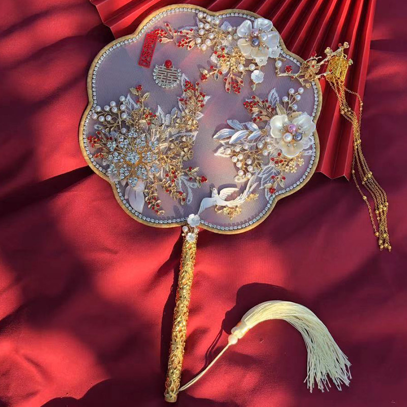 Tuan Fan Bride Holding Wedding Fan Chinese Wedding High-end Xiuhe Fan Diy Material Package Wedding Fan Finished Product