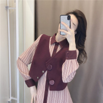 (Pet powder welfare) autumn and winter fashion temperament two-piece dress autumn 2021 new female foreign style suit