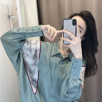 (Pet powder welfare) Korean version of loose long sleeve stitching shirt women wear 2021 new female design sense minority