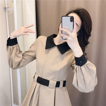 French retro dress 2021 early autumn new female high-end foreign style waist thin celebrity goddess Fan