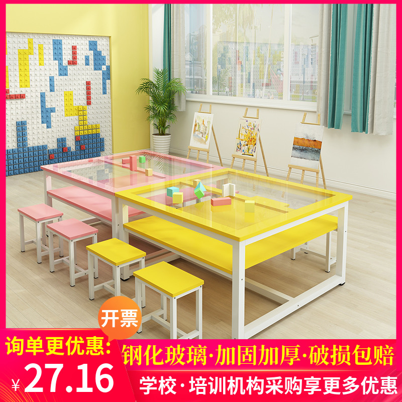 Kindergarten Painting Table Fine Art Table Tutorial Tutoring Training Course Class Table And Chairs Handcrafted Calligraphy Painting Room Table Glass Table
