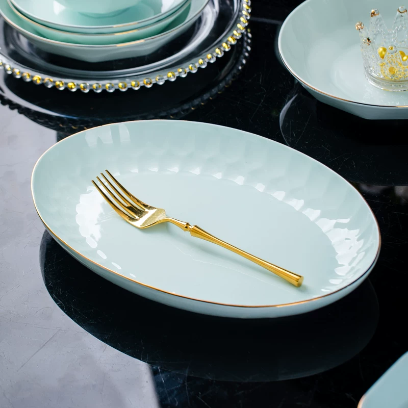 Jingdezhen керамическая домашняя посуда ручной работы зелёный Celadon Nordic Diamond Diamond высокая красота чашa подарок набор