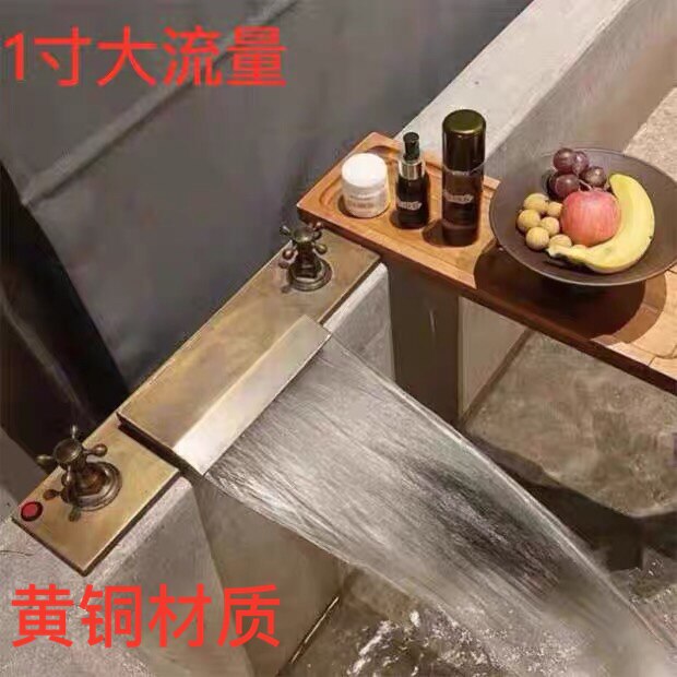 Soup Spa Bubble Pool Tap Out Water Nozzle Cement Bath Bath Bathhouse Sauna Bathtubs Dark Valve Brass Waterfall Shaped Valves