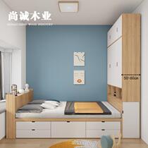 Tatami bed wardrobe integrated combination high box storage bed with drawers modern simple Nordic small apartment double