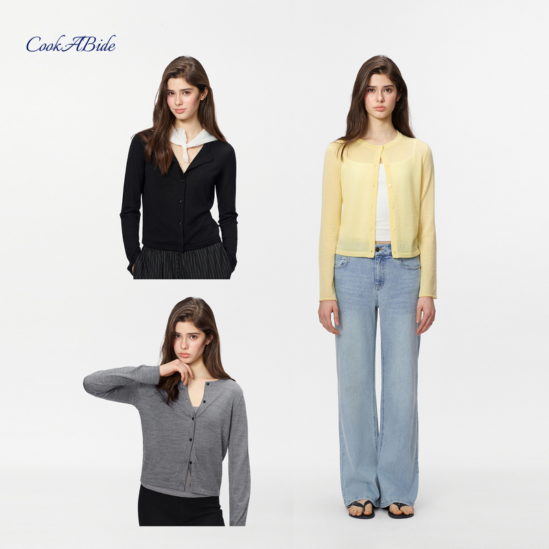 Cookabide Thin 60-Count Worsted All-Wool Knitted Cardigan Cookabide Thin 60-Count Worsted All-Wool Knitted Cardigan