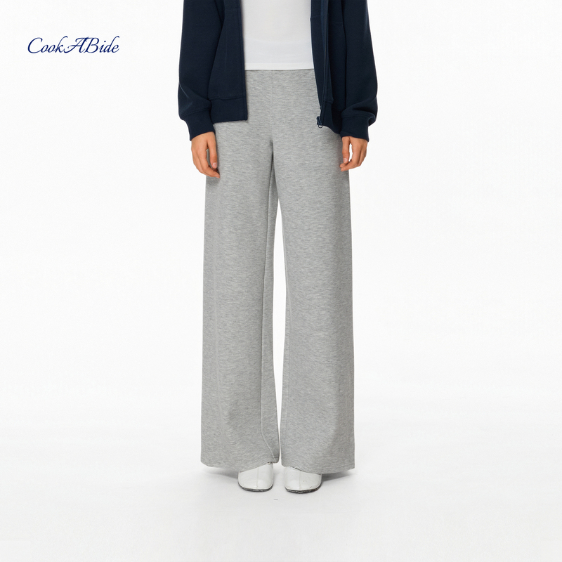 Cookabide Classic Tailored One-Piece Fleece Wide-Waist Slimming Straight-Leg Warm Pants