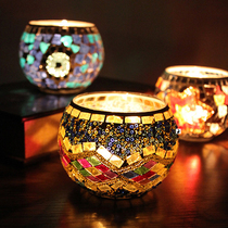 Mosaic Glass Tea Light Candle Holder Candlestick Cup Bowl