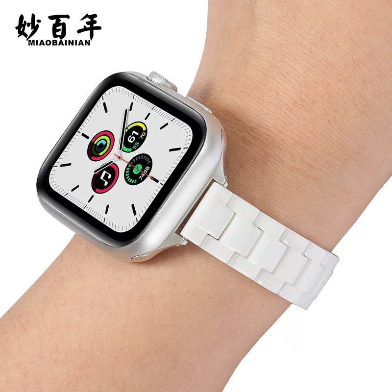 Подходящий ремешок для Apple Watch9 и Apple Hermès, стиль 8 дюймов, ремешок для iwatch7/se/6/5/4, металл 38/41/40/45 мм, керамическая белая баллада для запястья, женский тонкий пояс
