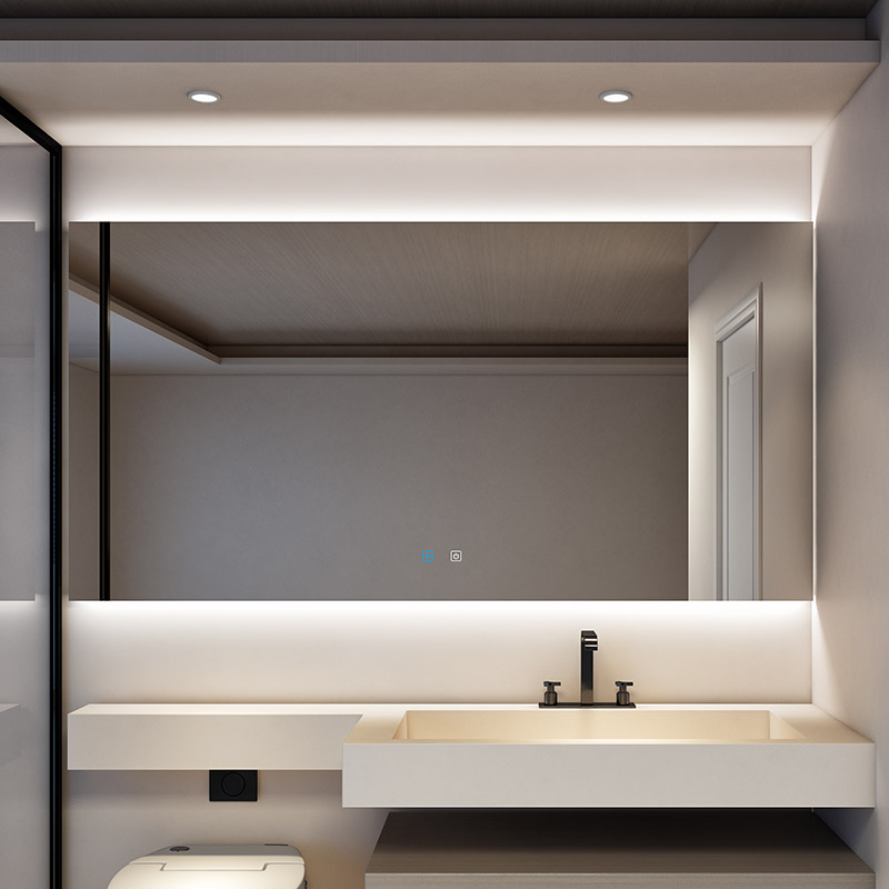 Bathroom mirror toilet smart mirror touch screen smart bathroom mirror wall-mounted toilet mirror square