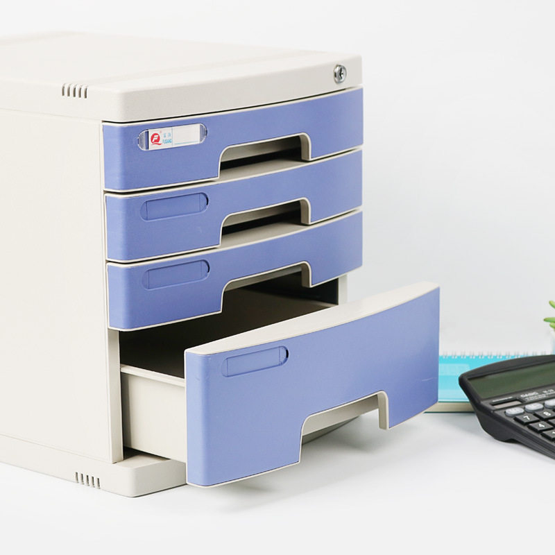 Office desktop storage cabinet Plastic lockable drawer file cabinet A4 paper folder storage layer classification finishing box