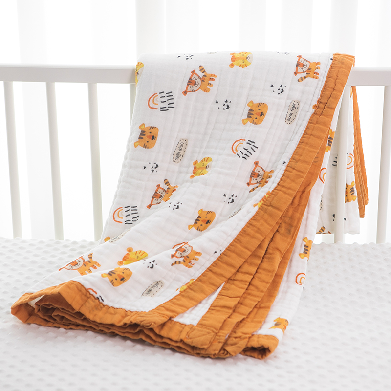 1 2X1 5 m 6-layer yarn pure cotton baby blanket baby stroller windproof blanket Children's kindergarten cover is covered with blanket