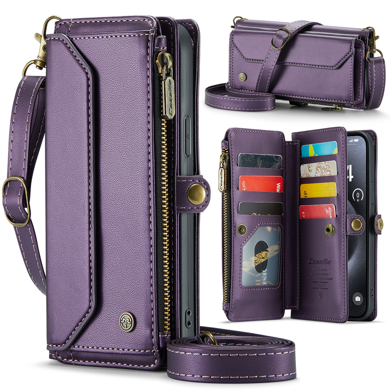 Crossbody Bag-Style Leather Case Suitable for iPhone 15 Pro Max Phone Cases, 14 Lanyard, 13 Neck Strap, 12 Card Holder, 11 Wallet Style, Xsmax Protective Case, Xr Full Coverage, 7/8Plus Shockproof for Men and Women