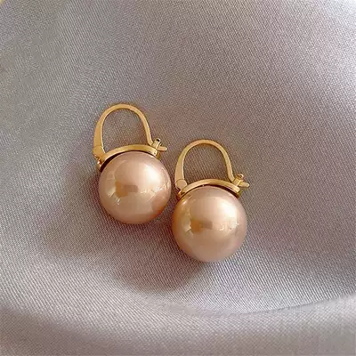 Pearl earrings 2021 New Tide round face thin atmosphere earrings female sterling silver senior sense temperament light luxury versatile