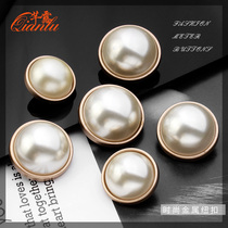 Metal Pearl Fragrant Coat Button Top Grade Knitted Sweater Top Women Gold Round Decorative Large Button