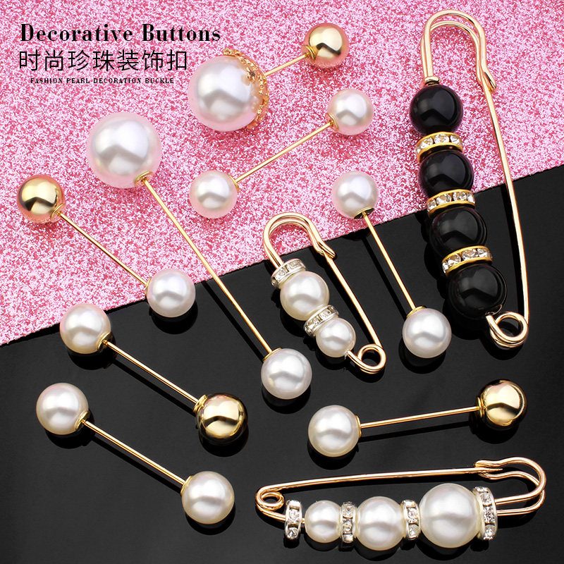 Pants Collection Waist Down shirt Shirt Shirt Anti-Walking Light Small Brooch Pearl Decoration Pins removable buckle Sub-fixed theorizer