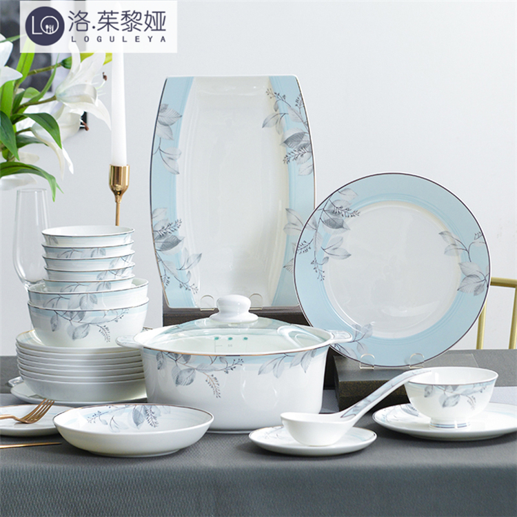 LO GULEYA light luxury dish household with Japanese bone ceramic tableware package dish ceramic combination