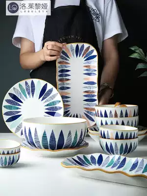 LO GULEYA Japanese tableware and dishes set household dishes personalized rice bowl ceramic noodle bowl chopsticks plate