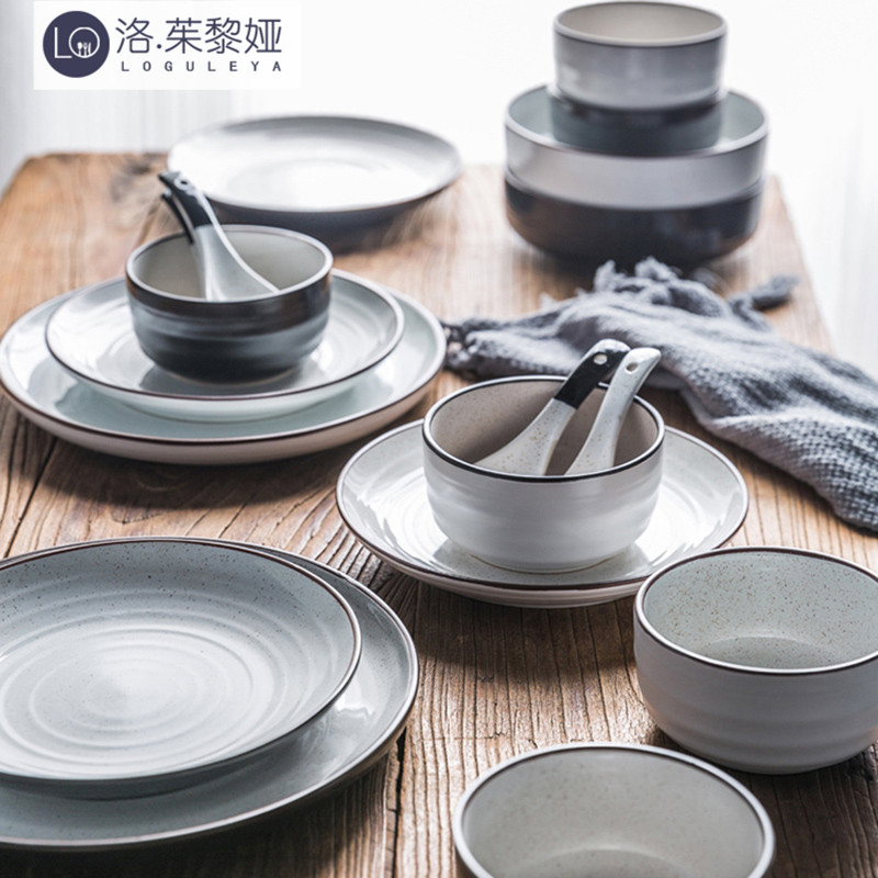 LO. GULEYA cutlery set Nordic style creative ceramic dishes Japanese light luxury dishes home net red saucer bowls
