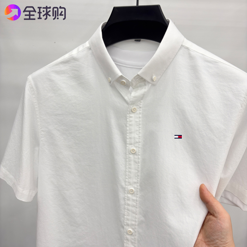 [Outlet Brand Discount] Authentic American Tommy Pure Cotton Men's Summer Short-Sleeve Shirt T-Shirt with a Collar, Casual Style