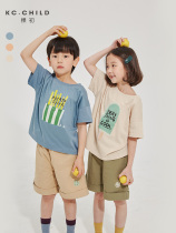 Early 2022 Summer child short sleeve T-shirt male and female child pure cotton hand-painted loose shoulders thin and breathable round collar blouse