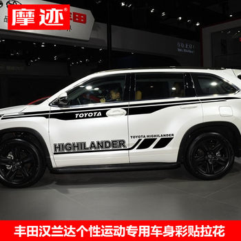 Suitable for 15-21 Toyota Highlander Car Stickers, Body Decals, Modified Color Stripe Decoration Stickers, Waistline Decals
