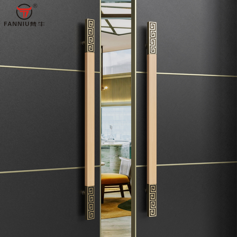 New Chinese glass door handle hotel Double open wood door for clothes with handle clubhouse Office door Ming Entrance Armrests-Taobao