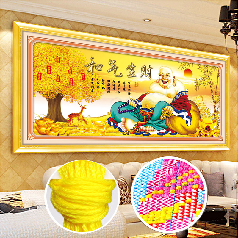 Peace and prosperity Cross stitch living room full embroidery 2021 new 2022 own handmade needle embroidery embroidery Maitreya Buddha