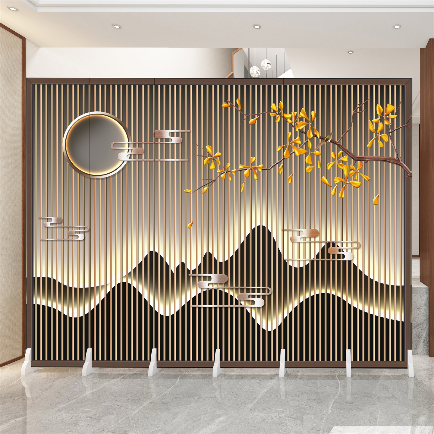 简约现代防水布艺折叠屏风隔断高品质杉木可移动玄关折屏福建制造