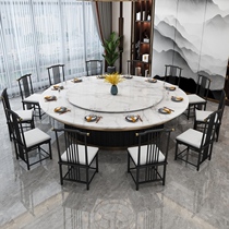 Electric big round table imitation marble bale box folk hotpot table automatic turntable villa round 15 people 20 people light lavish