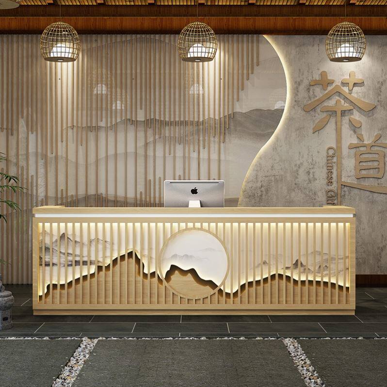 Commercial pedicure traditional Chinese medicine hall classical style bar custom solid wood homestay new Chinese-style front desk tea house cashier counter tea bar