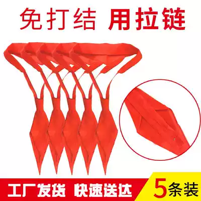 (No knots) Zipper red scarf middle school students are suitable for one pull and one buckle for convenient and comfortable cotton