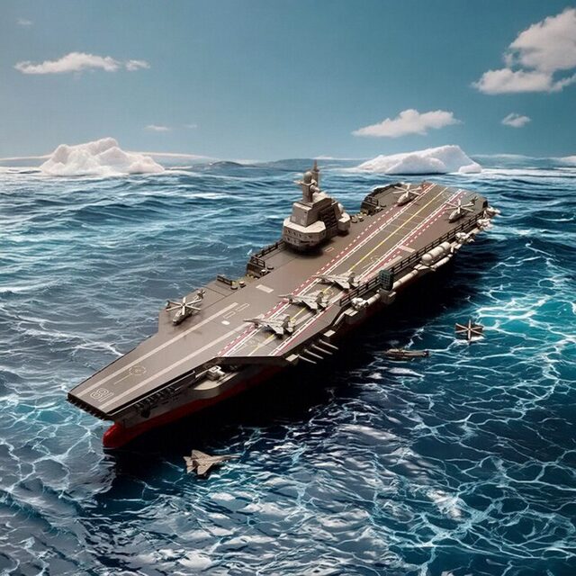 Chinese building blocks Fujian ship aircraft carrier military model puzzle assembly small particles fun high toy boy gift