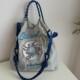 One-shoulder crossbody women's bag shopping bag donut embroidered nylon new tote bag lightweight large capacity daily