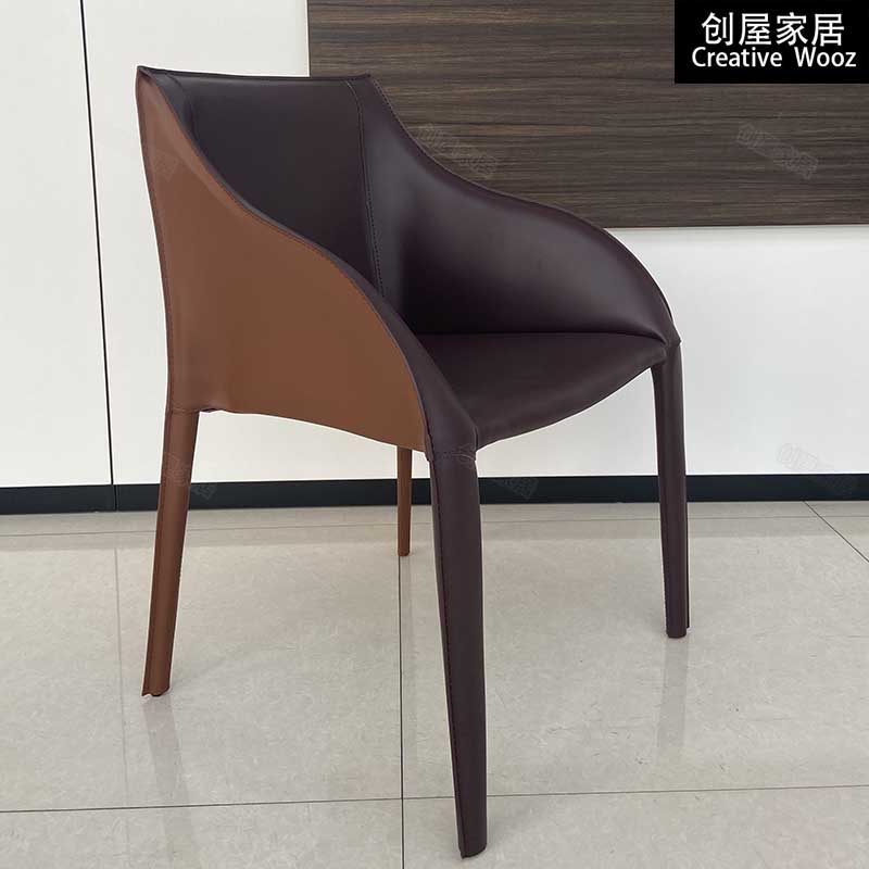 Italian light luxury dining chair Nordic minimalist designer chair saddle leather conference chair sales department negotiation chair coffee shop