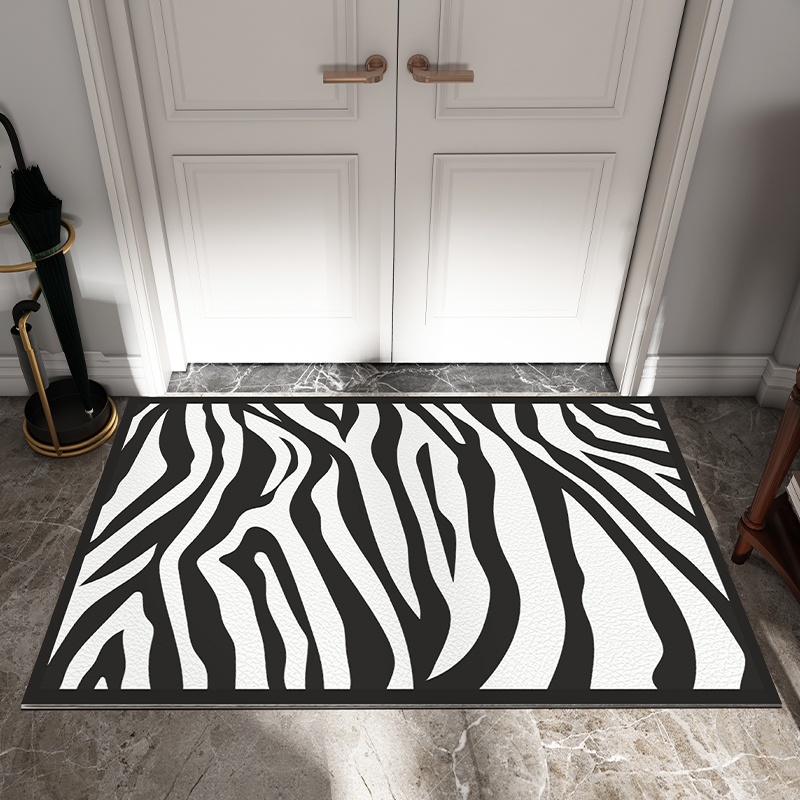 Black and white stripes into the door mat inlet the door carpet porch door door can cut pvc