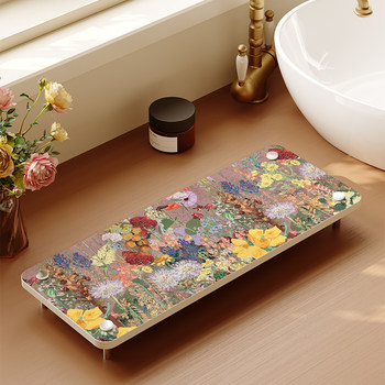 Oil painting flower washbasin storage rack diatom mud absorbing table top pad high-quality washbasin storage artifact coaster rack