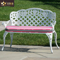 Park chair outdoor bench cast aluminum anticorrosive wood aluminum alloy square garden seat back iron courtyard villa