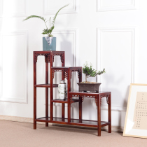 Solid wood shelving room partition flowerpot Chinese flower shelf floor multilayer home elm wood frame bonsai fish tank shelf