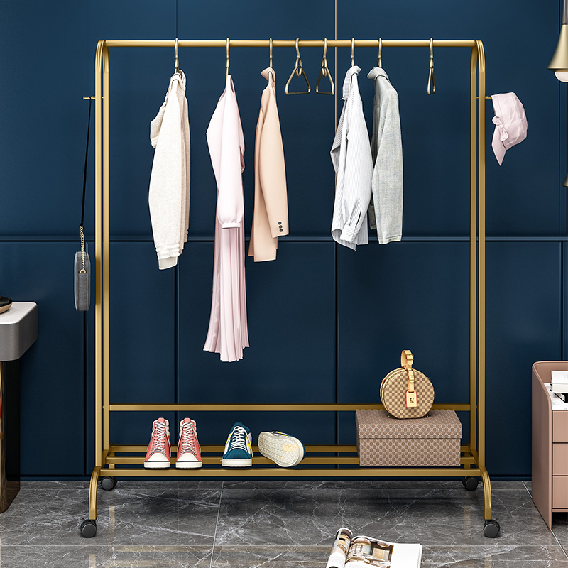 Juxing Nordic clothes rack floor bedroom mobile hanging clothes simple room clothes rack indoor metal hanger rack