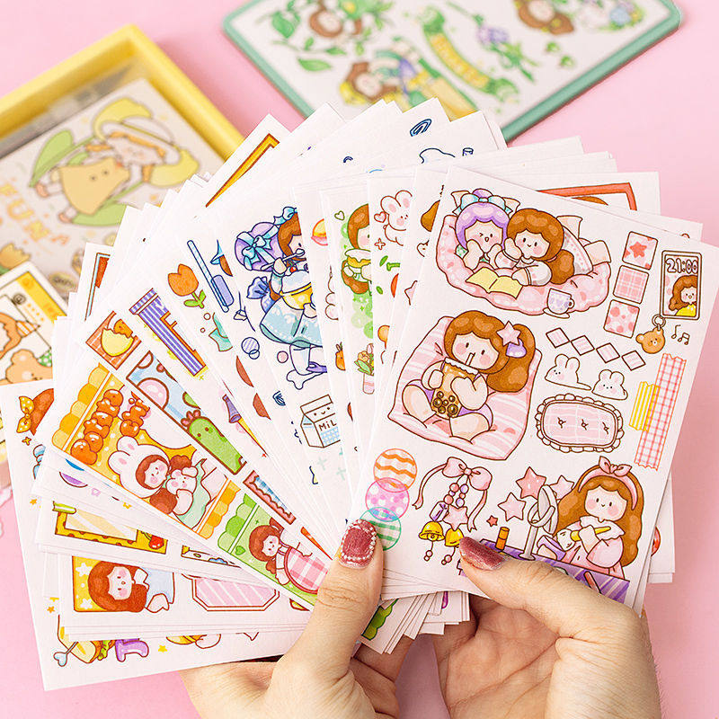 Handbill Stickler Gift Box Net Red adorable tea jubilation and paper stickers Hand books Tools Materials full set of cute teenage Heart Handbooks A suit Handmade with handmade pen-knife Cutting Plate Engraving