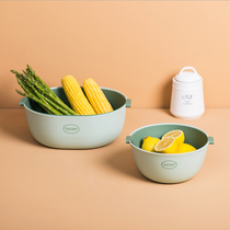 Household washing basin Double drain basket washing fruit washing plastic basket Kitchen modern living room creative fruit plate